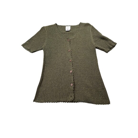 Bentley Womens Medium Olive Green Knit Cardigan - Silk & Rayon Blend Boho Fairy - Picture 1 of 11